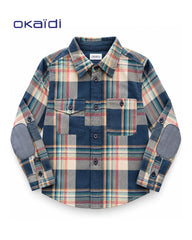 OKAIDI NAVY MULTICOLOR CHECK LONG SLEEVE SHIRT