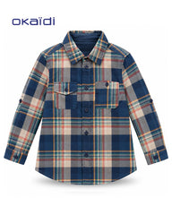 OKAIDI NAVY MULTICOLOR CHECK LONG SLEEVE SHIRT