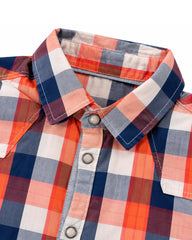 OKAIDI ORANGE & NAVY CHECK SHORT SLEEVE SHIRT