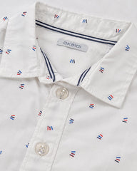 OKAIDI WHITE MINI MOTIF LONG SLEEVE SHIRT