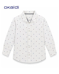OKAIDI WHITE MINI MOTIF LONG SLEEVE SHIRT