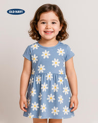 OLD NAVY BLUE FLOWER PRINT SHORT SLEEVE DRESS