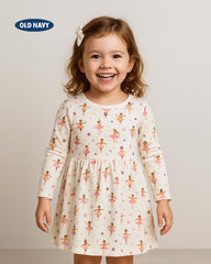 OLD NAVY OFF WHITE BALLERINA LONG SLEEVE DRESS