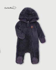 ONE TWO THREE BABY TEDDY BEAR FLEECE ROMPER