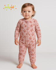 PENELOPE BABY COZY PLUSH ROSY FLORAL ROMPER