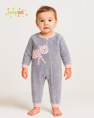 PENELOPE COZY PINK LEOPARD ZIP ROMPER