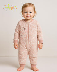 PENELOPE COZY PLUSH FLORAL DINO ZIP ROMPER
