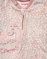 PENELOPE COZY PLUSH FLORAL DINO ZIP ROMPER
