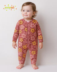 PENELOPE OLD ROSE FLORAL COZY PLUSH ROMPER