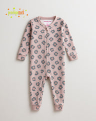 PENELOPE PINK LEOPARD SOF PLUSH ZIP ROMPER