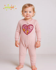 PENELOPE PINK POLKA DOT HEART PLUSH ZIP ROMPER