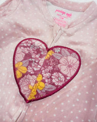 PENELOPE PINK POLKA DOT HEART PLUSH ZIP ROMPER