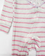 PENELOPE STRIPED COZY PLUSH HEART ZIP ROMPER