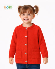 POIM RED GIRLS KNITTED CARDIGAN