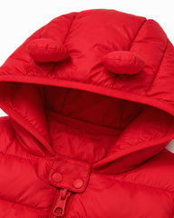 PRIMARK BABY BEAR HOODED PUFFER JACKET - RED