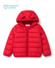 PRIMARK BABY BEAR HOODED PUFFER JACKET - RED