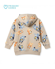 PRIMARK BEIGE ALL OVER PRINT BLUEY PULLOVER HOODIE