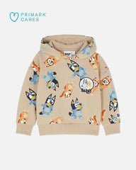 PRIMARK BEIGE ALL OVER PRINT BLUEY PULLOVER HOODIE