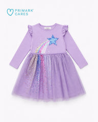 PRIMARK LAVENDER STARLIGHT RAINBOW SPARKLE TULLE DRESS