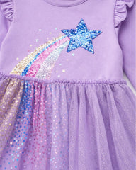 PRIMARK LAVENDER STARLIGHT RAINBOW SPARKLE TULLE DRESS