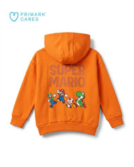PRIMARK ORANGE SUPER MARIO GRAPHIC PULLOVER HOODIE