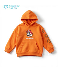 PRIMARK ORANGE SUPER MARIO GRAPHIC PULLOVER HOODIE