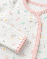 REDTAG BABY BIRD PRINT QUILTED FOOTED ROMPER