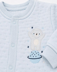 REDTAG BABY BLUE SPACE BEAR EMBROIDERED ROMPER