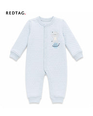 REDTAG BABY BLUE SPACE BEAR EMBROIDERED ROMPER