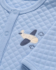 REDTAG BLUE AIRPLANE QUILTED FOOTED ROMPER