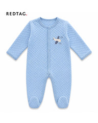 REDTAG BLUE AIRPLANE QUILTED FOOTED ROMPER