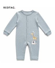 REDTAG BLUE SAFARI EMBROIDERED QUILTED ROMPER
