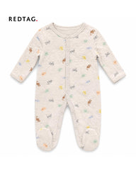 REDTAG CREAM ANIMAL PRINT QUILTED FOOTED ROMPER