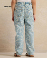 REDTAG GIRLS BLUE PRINTED JEANS