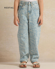REDTAG GIRLS BLUE PRINTED JEANS