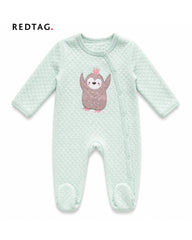 REDTAG MINT GREEN PENGUIN QUILTED FOOTED ROMPER