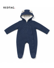 REDTAG NAVY BEAR HOODED BABY ROMPER
