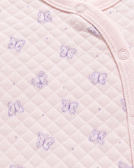 REDTAG PINK BABY BUTTERFLY PRINT QUILTED ROMPER