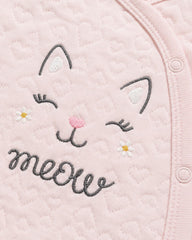 REDTAG PINK MEOW CAT QUILTED ROMPER