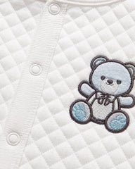 REDTAG WHITE TEDDY BEAR EMBROIDERED QUILTED ROMPER