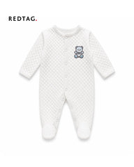 REDTAG WHITE TEDDY BEAR EMBROIDERED QUILTED ROMPER