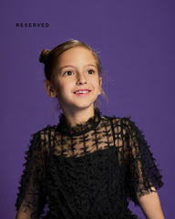 RESERVED BLACK TEXTURED MESH PARTY DRESS