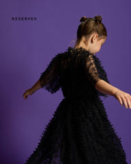 RESERVED BLACK TEXTURED MESH PARTY DRESS