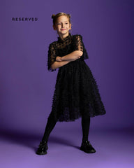 RESERVED BLACK TEXTURED MESH PARTY DRESS