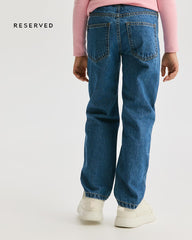 RESERVED BLUE EMROIDERED STRAIGHT JEANS
