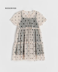 RESERVED GIRLS POLKA DOT MESH TIERED PARTY DRESS