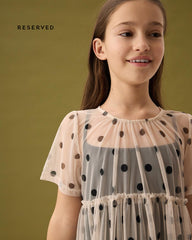 RESERVED GIRLS POLKA DOT MESH TIERED PARTY DRESS