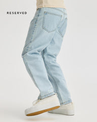 RESERVED ICE BLUE DENIM EMROIDERED STRAIGHT JEANS