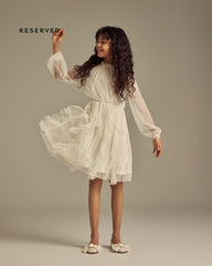 RESERVED IVORY ELEGANT MESH RUFFLE PARTY DRESS