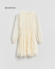 RESERVED IVORY ELEGANT MESH RUFFLE PARTY DRESS